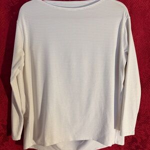 Lululemon Back in Action White with Gold Stripes Cotton Blend Top no size tag